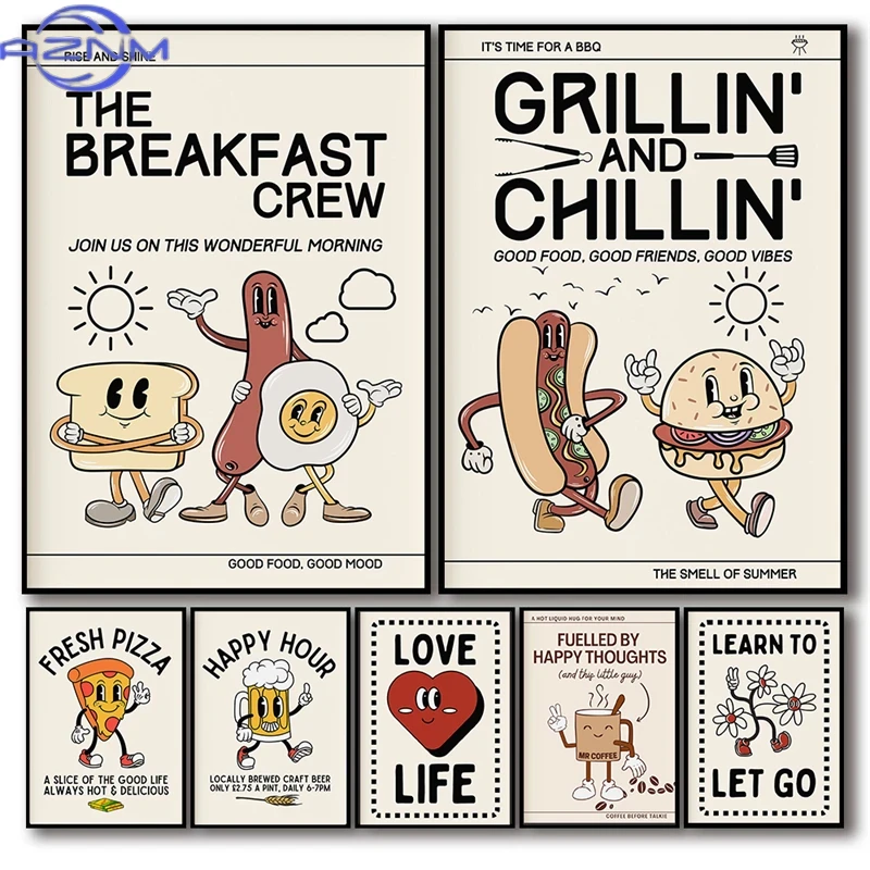 Home Decor Lovely Home - Affiche d'art de cuisine rétro pop,