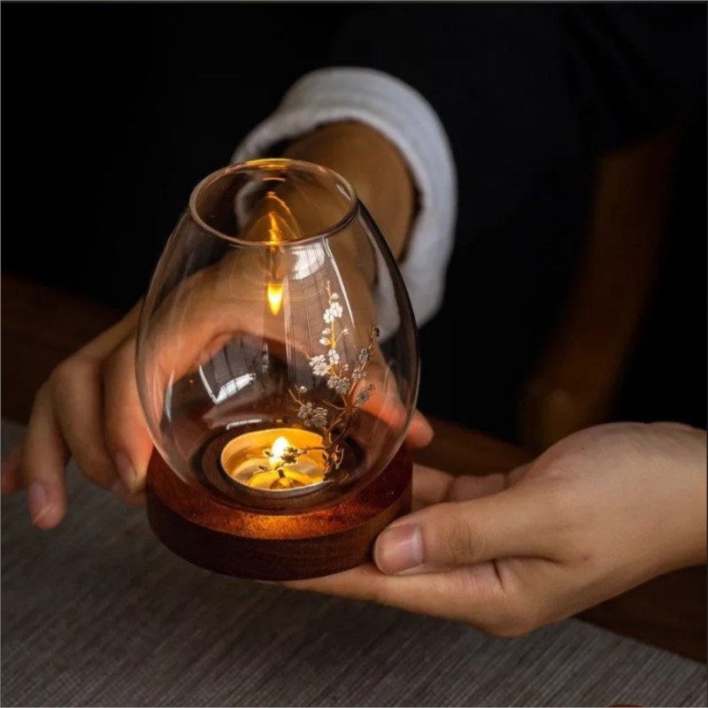 Home Decor Zen - Support de bougie en verre transparent