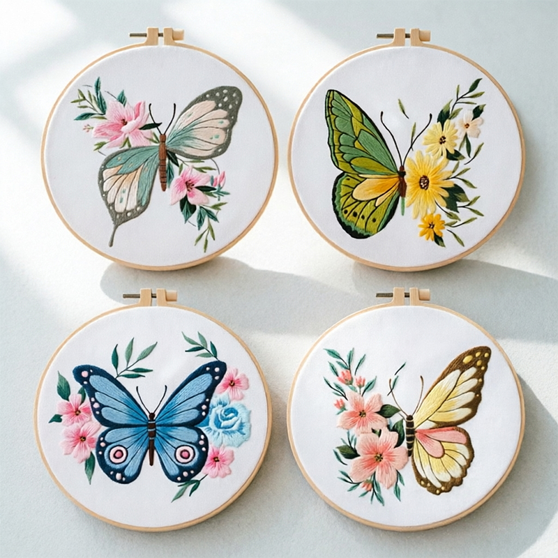 Home Decor Diy - 1 kit de broderie papillon 20x20