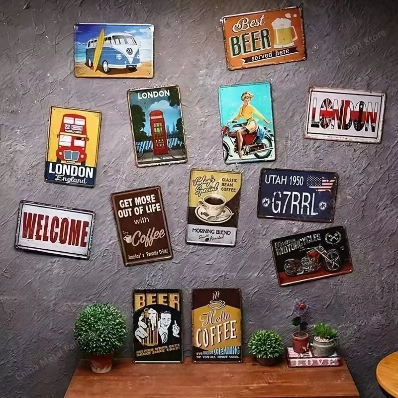 Plaques en métal vintage, affi - Home Decor Usa avis et prix